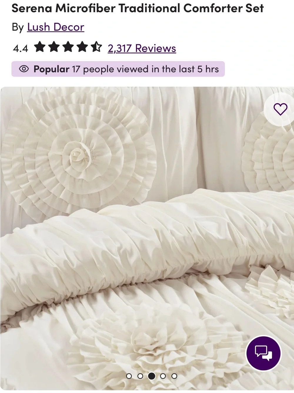 Lush Decor Ivory Microfiber Serena Comforter Set - Queen
